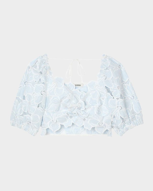 Roseraie Embroidered Floral Crop Top